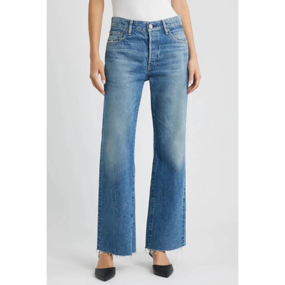 NEW MOUSSY atlantis remake flare denim jeans in blue